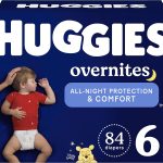 Overnight Diapers Size 6 (35+ lbs), Huggies Overnites Nighttime Baby Diapers, 42 Diapers (Pack of 2), Total 84 Ct